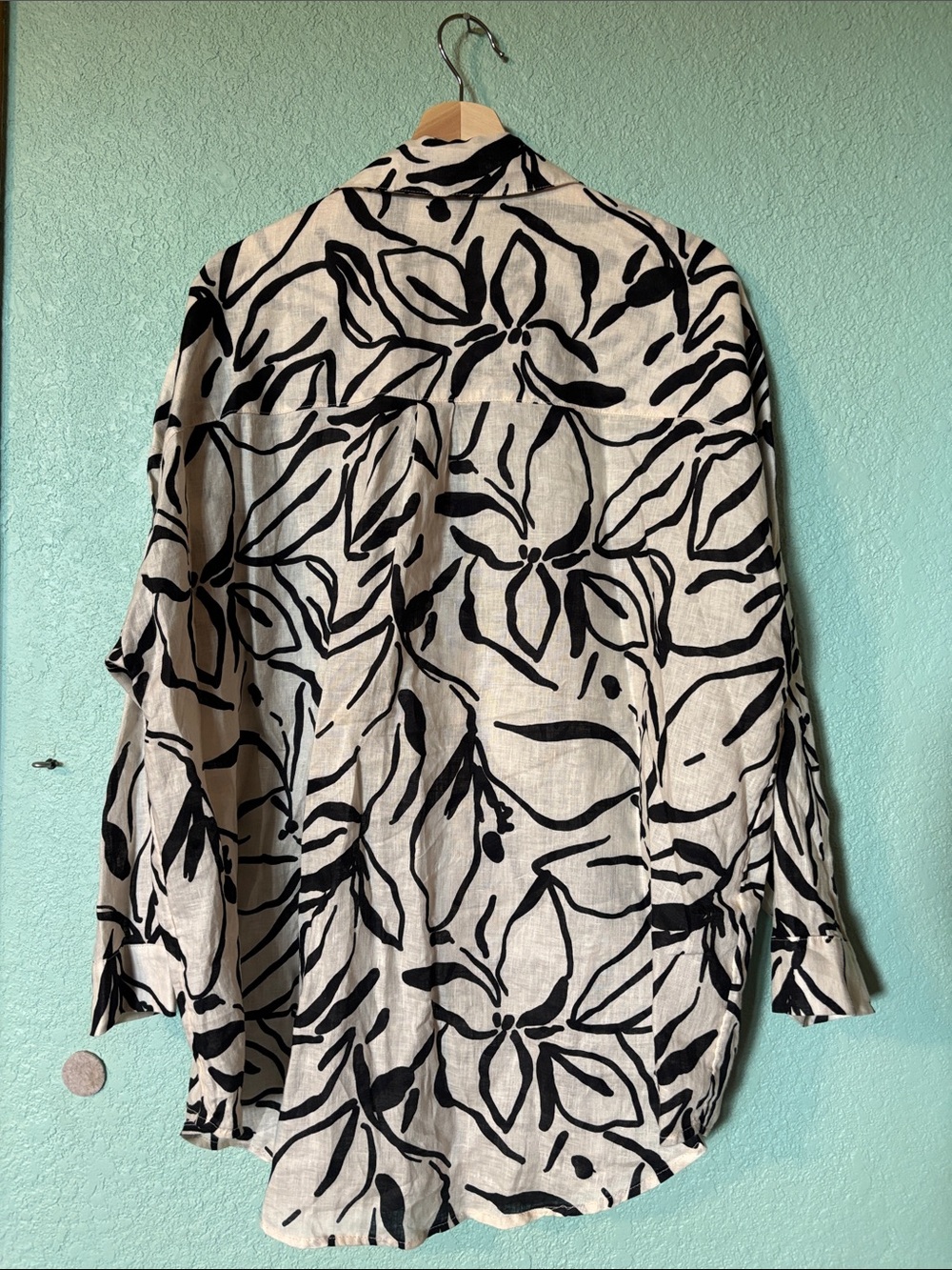 l*space Rio Black and Cream Floral Print Linen Tunic and Shorts Set NWOT - Picture 7 of 16